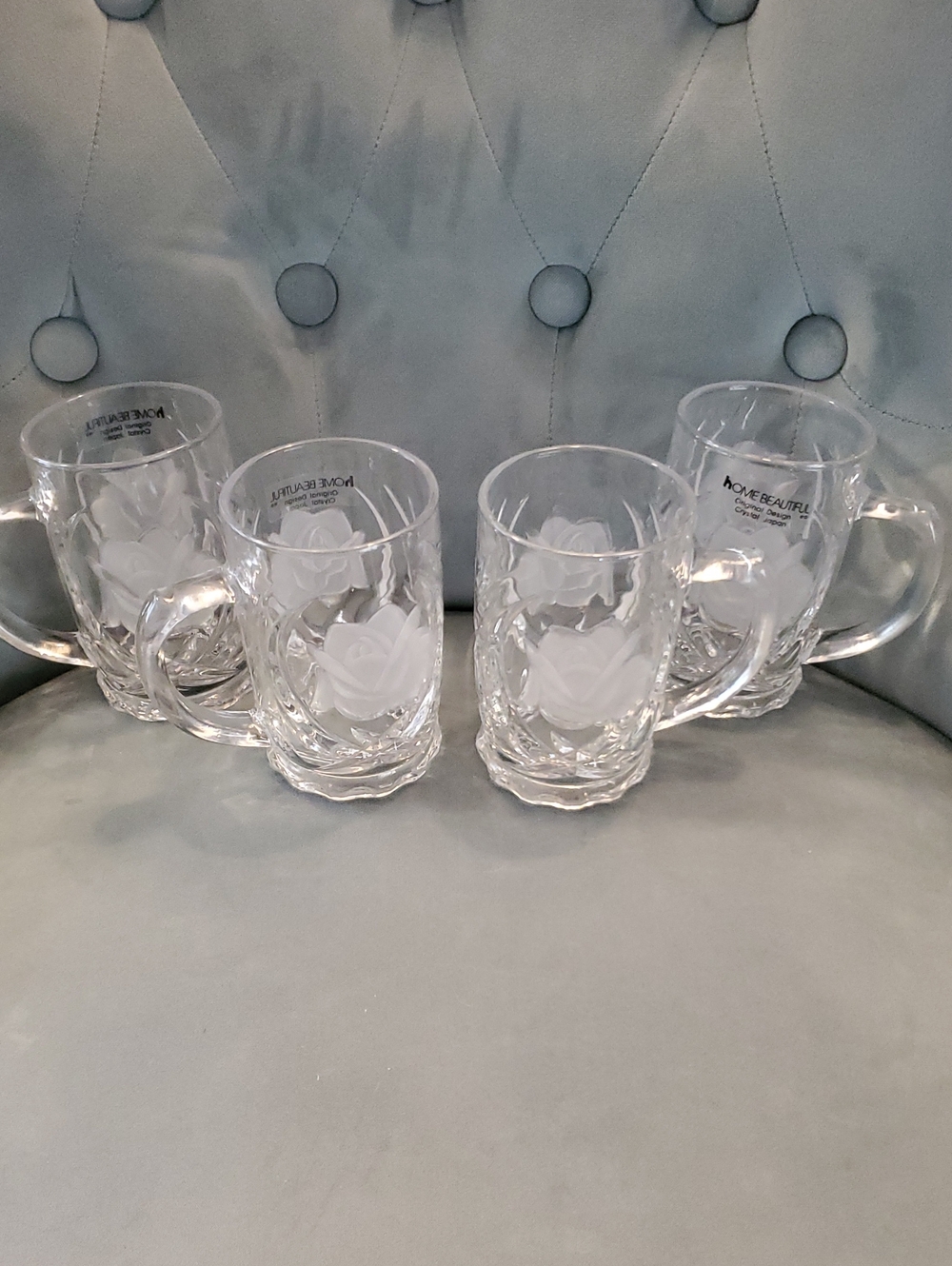 Mikasa Crystal Rose Pearls Clear Mugs - Set of 4